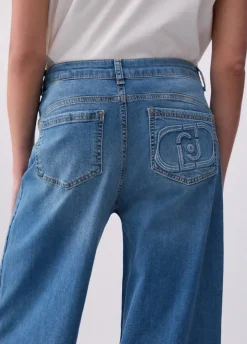 Jeans wide-leg con maxi logo