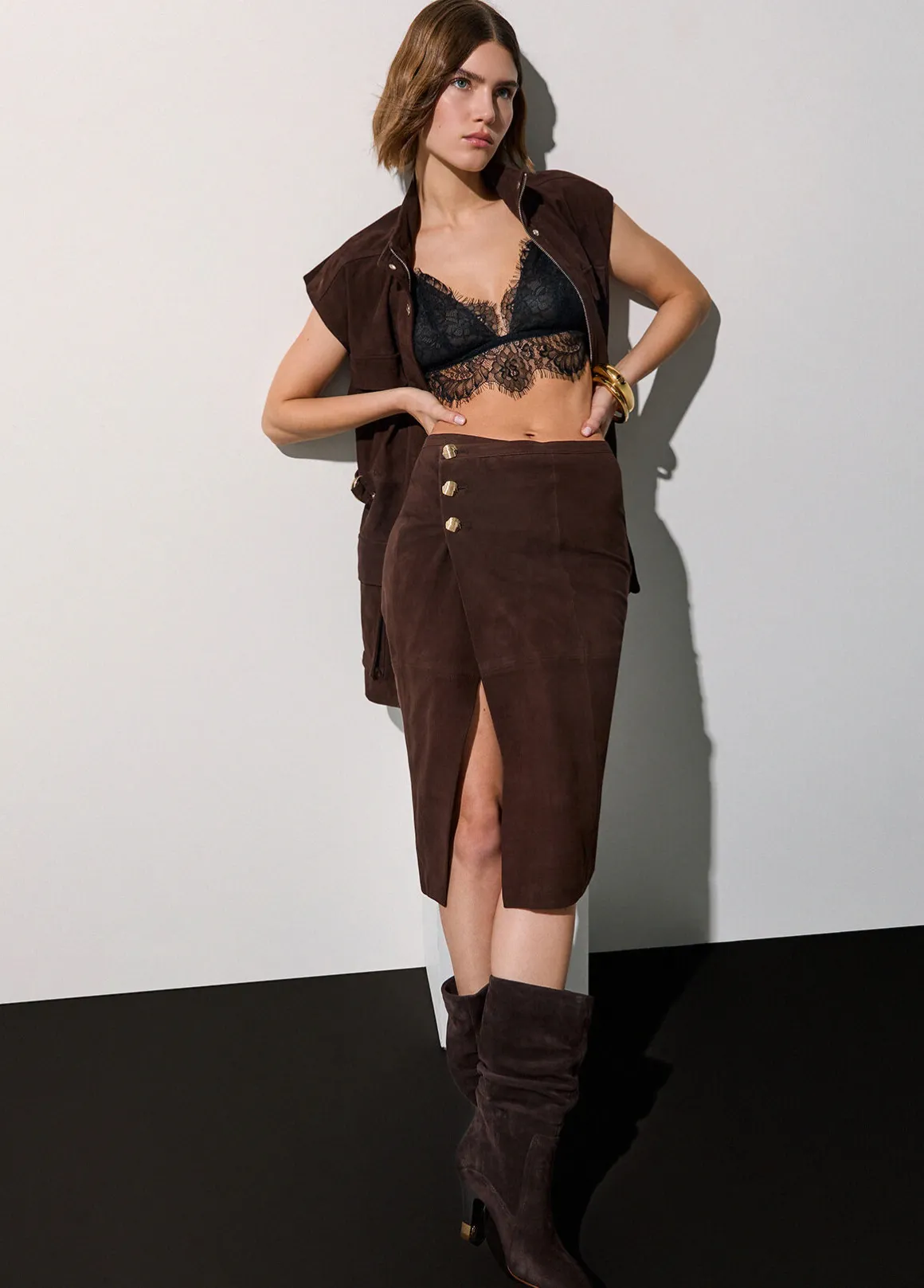 Longuette in camoscio