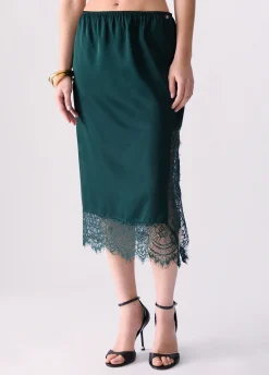 Longuette in raso con pizzo valencienne
