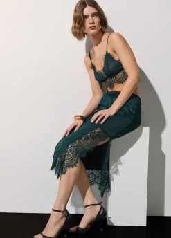 Longuette in raso con pizzo valencienne