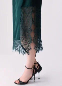 Longuette in raso con pizzo valencienne