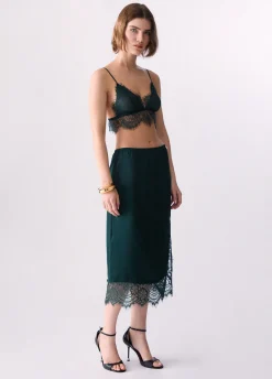 Longuette in raso con pizzo valencienne