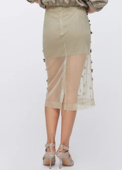 Longuette in tulle con ricami floreali