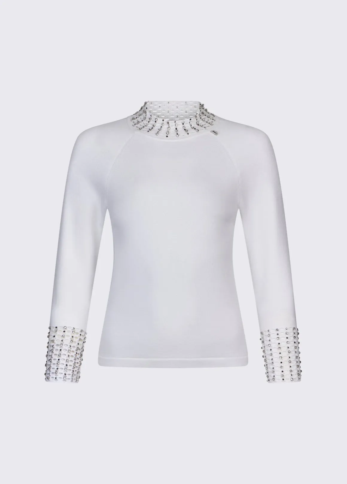 Maglia con cut-out e ricami gioiello