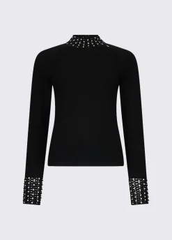 Maglia con cut-out e ricami gioiello