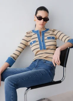 Maglia con inserti in denim