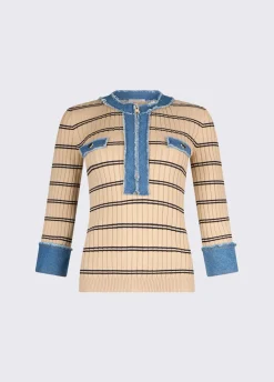 Maglia con inserti in denim