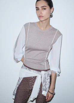 Maglia con inserto in georgette