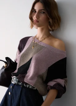 Maglia con intarsi lamé