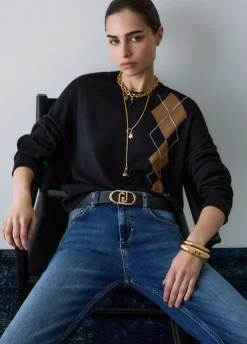 Maglia con intarsio geometrico