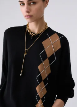 Maglia con intarsio geometrico