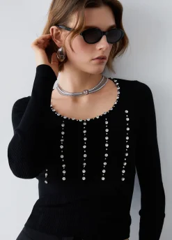 Maglia con ricami gioiello