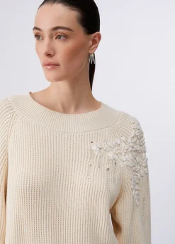 Maglia con ricamo in rafia