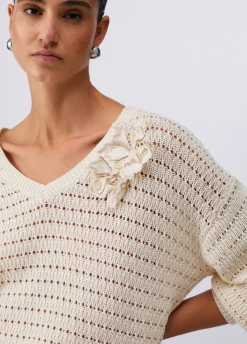 Maglia con ricamo traforata