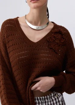 Maglia con ricamo traforata
