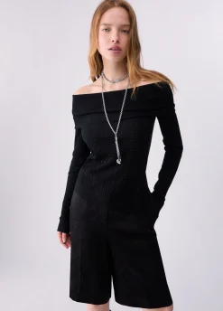 Maglia in lana con scollo bardot