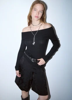 Maglia in lana con scollo bardot