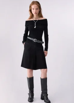 Maglia in lana con scollo bardot