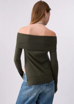 Maglia in lana con scollo bardot