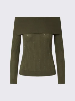 Maglia in lana con scollo bardot