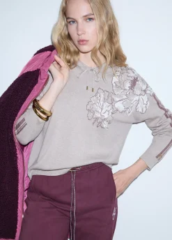 Maglia jacquard con cappuccio