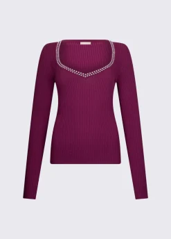 Maglia scollo a V con borchie