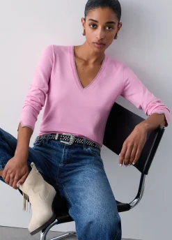 Maglia scollo a V con spacchetti