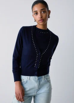 Maglia scollo a V con strass