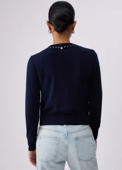 Maglia scollo a V con strass