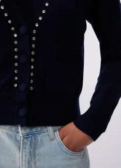 Maglia scollo a V con strass