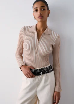 Maglia serafino a coste