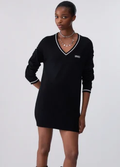 Maxi maglia con inserto in georgette