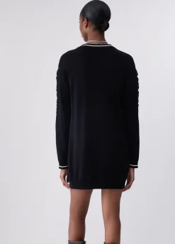 Maxi maglia con inserto in georgette