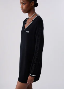 Maxi maglia con inserto in georgette