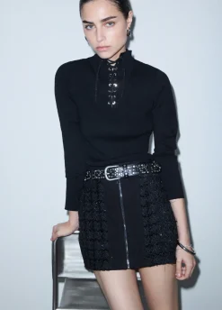 Minigonna in bouclé con zip