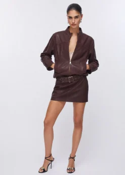 Minigonna in pelle con cintura