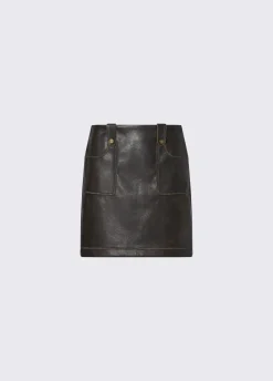 Minigonna in tessuto spalmato con tasche