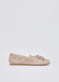 Mocassini in suede con nappine