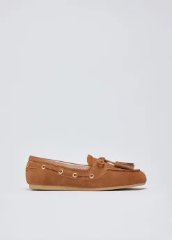 Mocassini in suede con nappine