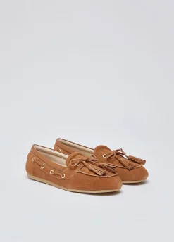 Mocassini in suede con nappine