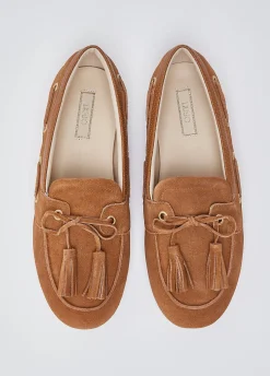 Mocassini in suede con nappine