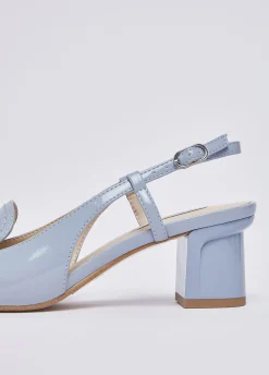 Mocassini slingback in vernice