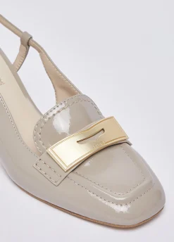 Mocassini slingback in vernice