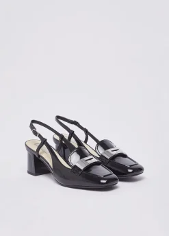 Mocassini slingback in vernice