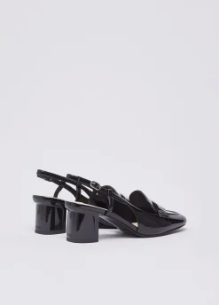 Mocassini slingback in vernice