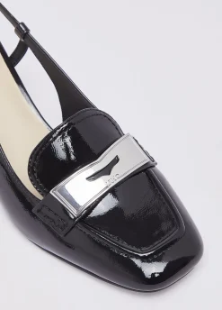 Mocassini slingback in vernice