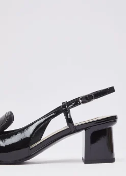 Mocassini slingback in vernice