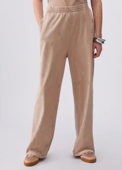 Pantalone in jersey délavé con strass