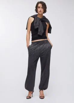 Pantalone in jersey délavé con strass