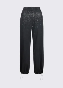 Pantalone in jersey délavé con strass
